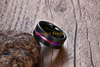 Philippine Class Wedding Tungsten Ring, Rainbow Blue Red Carbide Tungsten Ring
