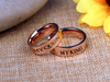 Couple 14K Rose Gold PVD Plating Stamp Band Custom Engraved Letter wedding ring