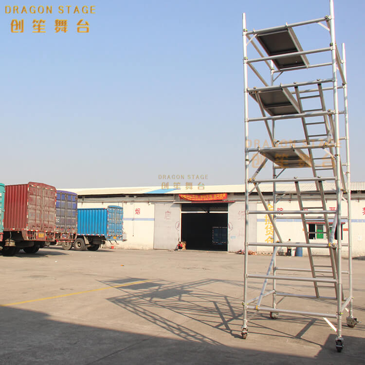 Tower-style mobile portable double scaffolding