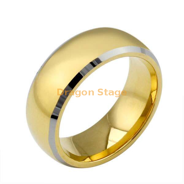 fashion simple men women plain ring jewelry without stone 8mm 18K gold wedding finger titanium steel ring