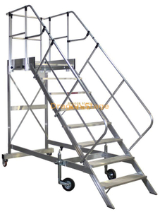 Aluminum Warehouse Safety Portable Rolling Mobile Work Platform Ladder with Handrails