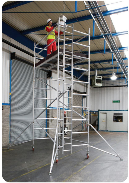 Aluminum Outdoor Mobile Double Wide Scaffolding with Climbing Ladder 3.83m