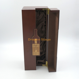 Luxury Wine Packaging Boxes Custom Logo Gold Print Wood Gift Box For Wine