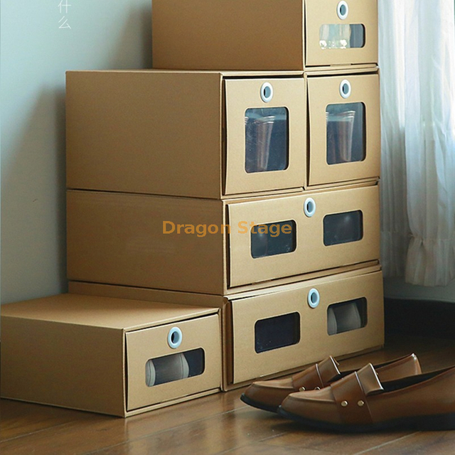 Black Friday Wholesale Custom Kraft Paper Drawer Type Clear Stackable Shoe Storage Box