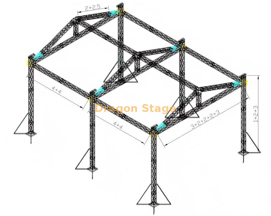 12x16x6m Professional Aluminum Triangular Roof Event Truss System 12x16x6m Professional Aluminum Triangular Roof Event Truss System