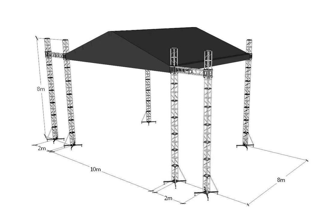 Bolt Truss Arched Roof Truss for Concert Stage Triangle Roof Outdoor Truss System 10x8x8m with 2 Wings-4m Bolt Truss Arched Roof Truss for Concert Stage Triangle Roof Outdoor Truss System 10x8x8m with 2 Wings-4m
