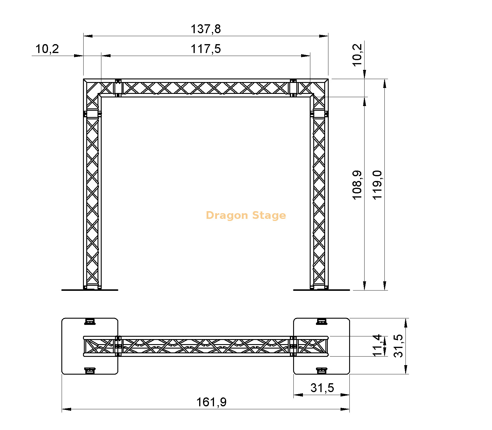 137.8x119 Professional Aluminum Goalpost Square Truss Package 137.8x119 Professional Aluminum Goalpost Square Truss Package