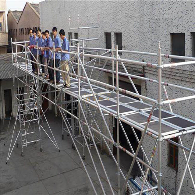 construction double scaffolding with climbing ladder