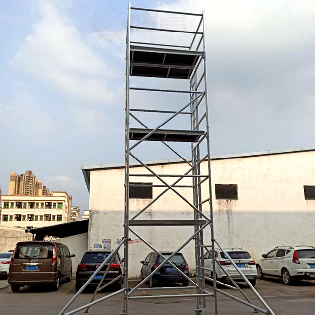 TUV Certified Double Width Aluminum Mobile Scaffold for Storage Closet