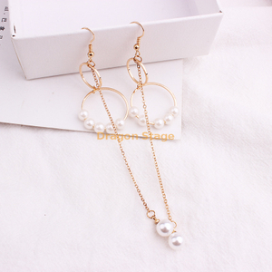 2020 korean wedding jewelry stainless steel 18k gold hoop drop pearl earrings women