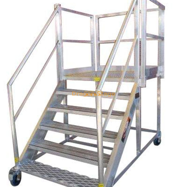 Aluminum Warehouse Assembly Portable Mobile Safety Step Ladder with Handrail