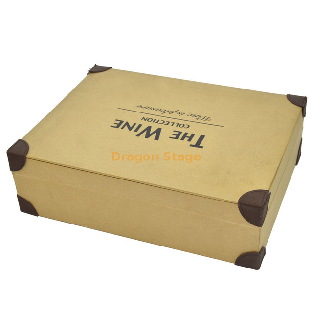 Recycled Cardboard Folding Brown Kraft Leather Box For Wine Shipping