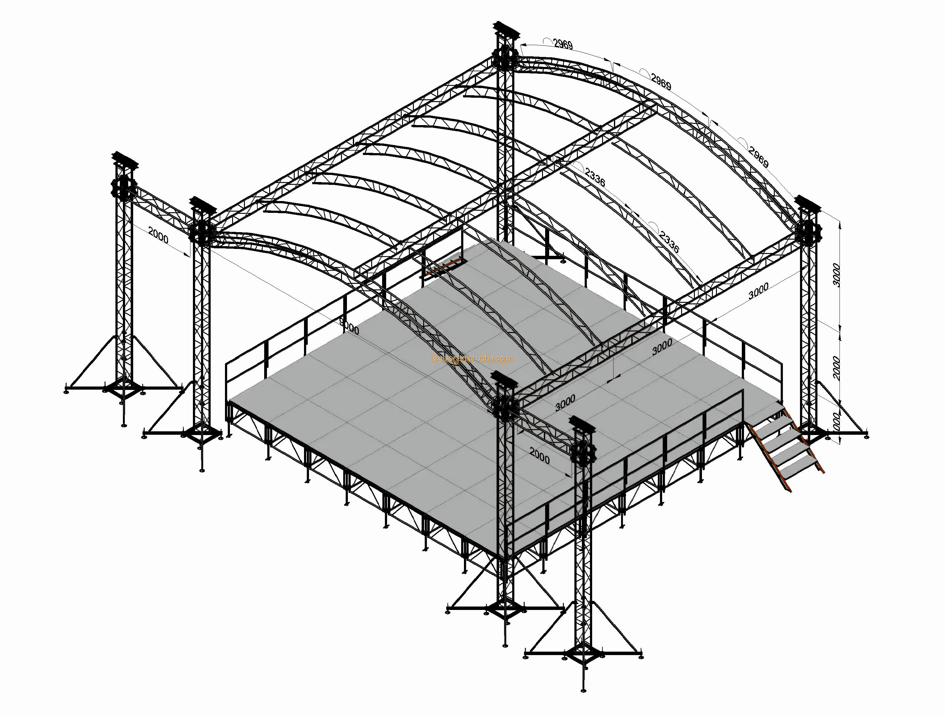 9x9x6m Professional Aluminum Arched Roof Stage Truss System 9x9x6m Professional Aluminum Arched Roof Stage Truss System