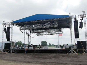 Aluminum Adjustable height outdoor event stage truss system 15x12x8m 6 pillars 2 wings 