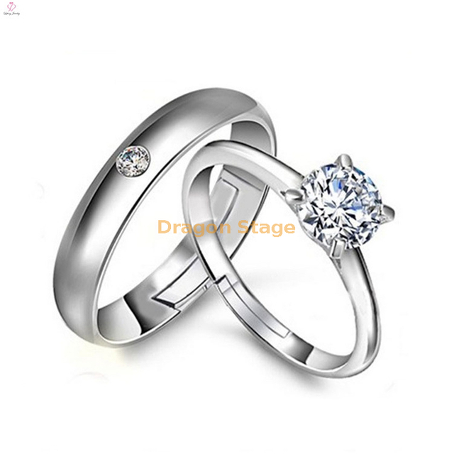 New Fashion Wedding Lover Silver Couple Engagement Diamond wedding ring