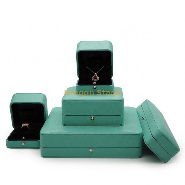 Wooden Box factory customized High End Custom Logo Faux Leather Jewelry Box With Velvet