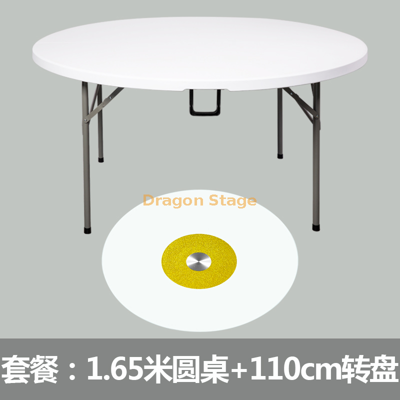 Portable Folding Plastic Round Event Table with Turntable (2)