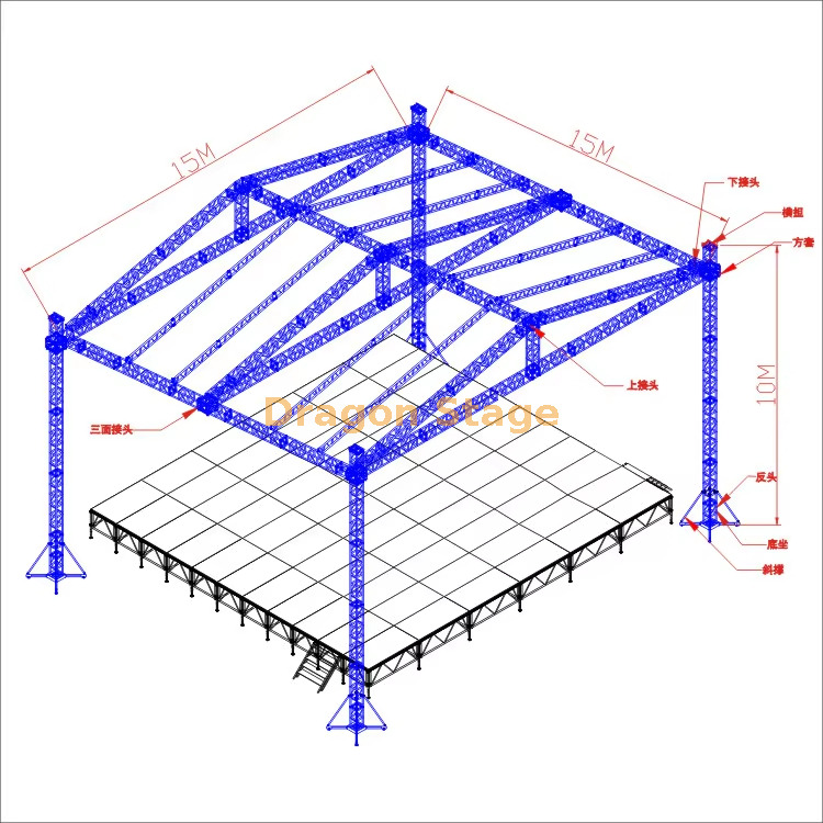 15x15x10m Heavy-Duty Square Roof Truss System 15x15x10m Heavy-Duty Square Roof Truss System