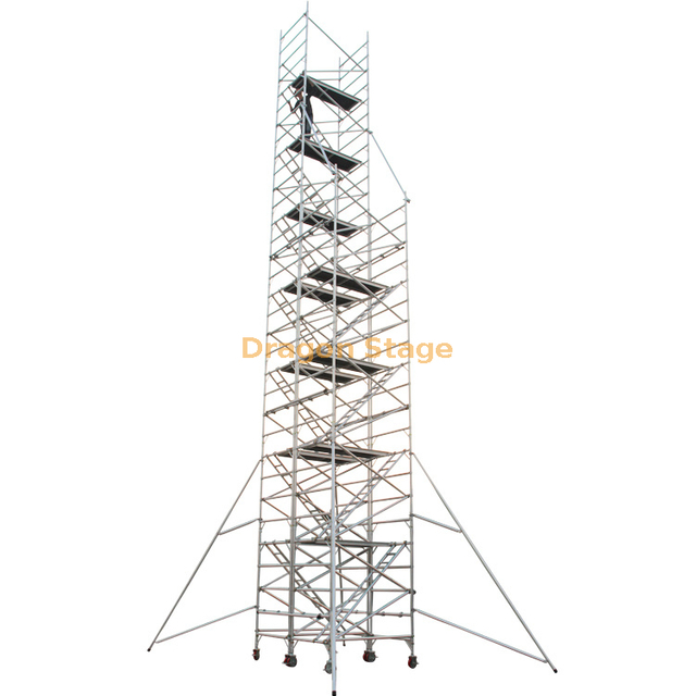 Safe 20m High Aluminum Scaffolding Tower with Stairs for Building