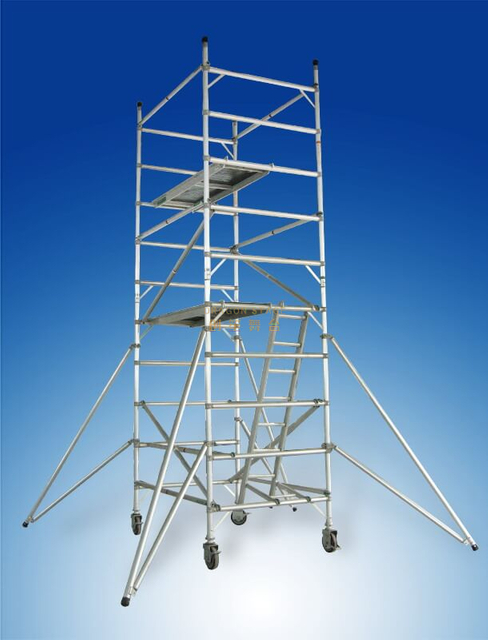 Aluminum Double Hanging Ladder Platform Adjustable Scaffolding 5.22m