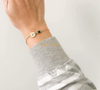personalised women girls gift minimalist diy jewelry birthstone crystal 18k gold custom name plate bracelet