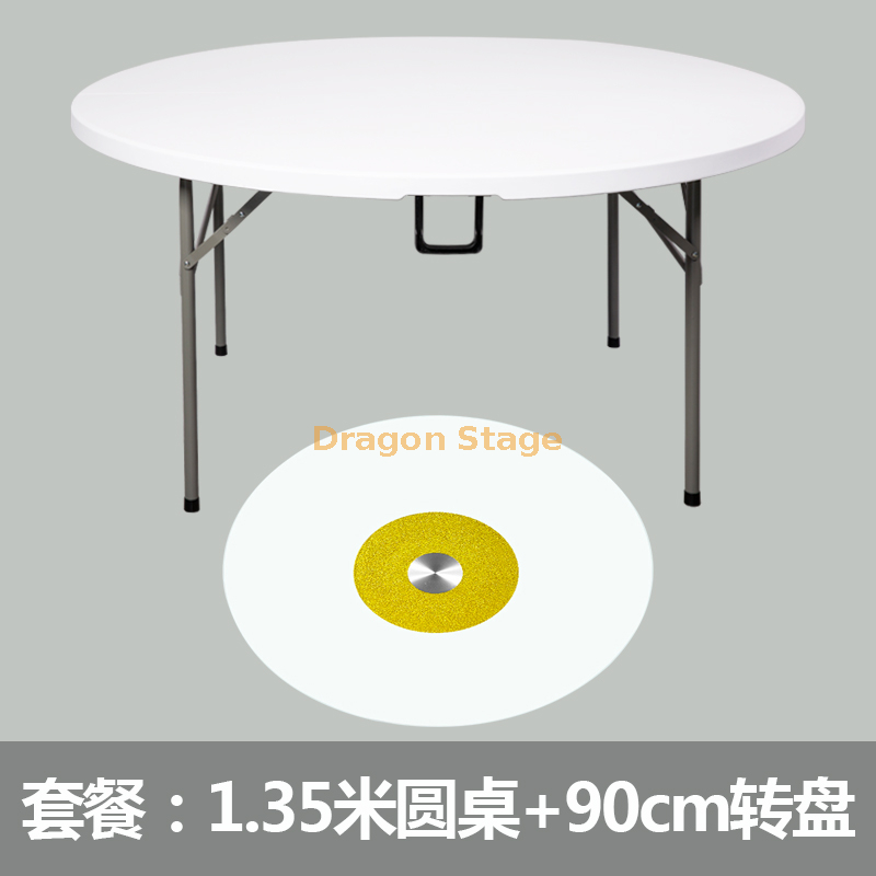 Portable Folding Plastic Round Event Table with Turntable (4)