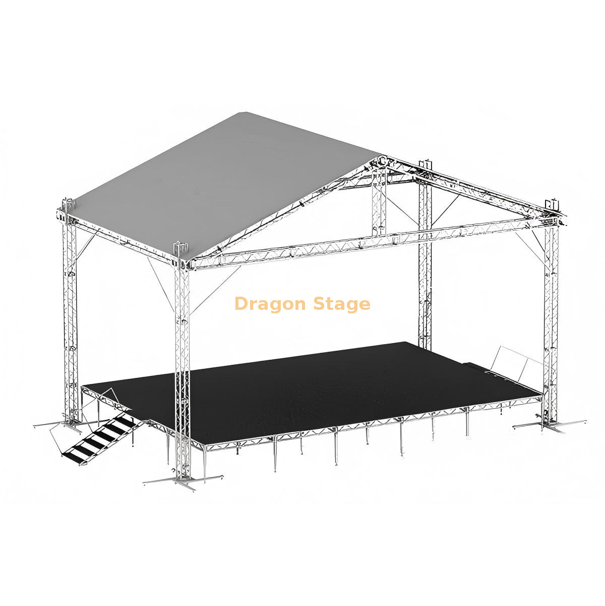 11x6x8m Aluminum Saddle Roof Stage System 11x6x8m Aluminum Saddle Roof Stage System