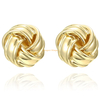 latest fashion women earrings jewelry 14k rose gold plated 925 sterling silver knot stud earrings