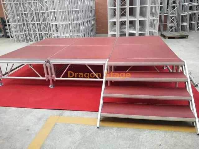 Small Assembly Adjustable Height Wedding Stage 6.1x3.66m Height 0.6-1m with 2 Stairs