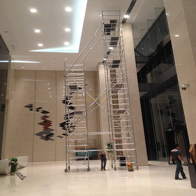 outdoor double scaffolding with climbing ladder