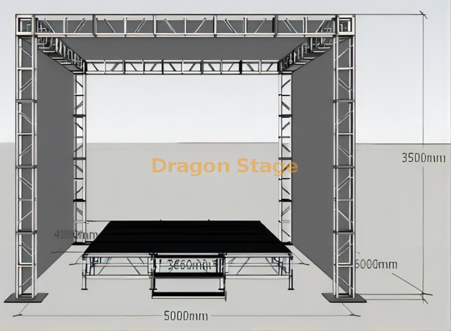 Portable Hot Sell Standing Aluminum Portable Small Church Stage Design 5x5x3.5m