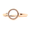 Fashion crystal rose gold 30mm 7"-8" floating screw glass womens photo stainless steel locket charm bangle bracelet