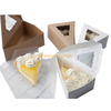Custom personalized triangle packaging paper boxes christmas white cakebox in bulk mini ice cream cake slice box with clear lid