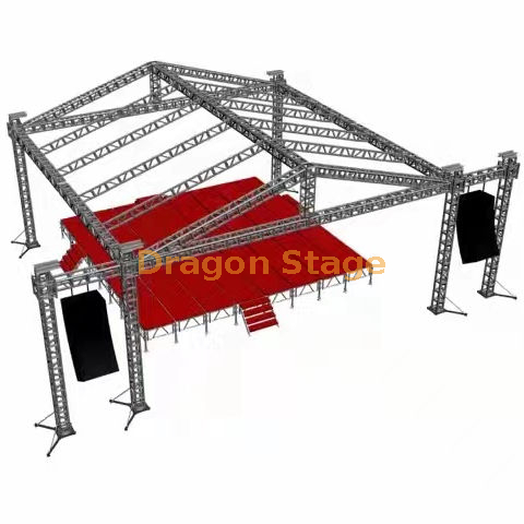 Performance Concert Stage Roof Truss For Events with Speaker Towers 8x8x6m