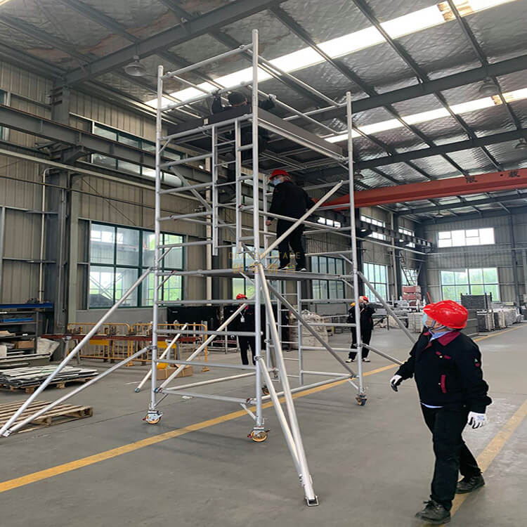 mobile double scaffolding with climbing ladder