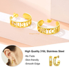 Christmas gift custom name plate earrings personalised jewelry women 18k 14k gold plated hoop earrings