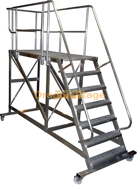 Warehouse Foldable Aluminum Climbing Ladder Cart