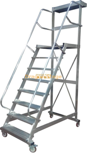 Warehouse Aluminum Safety Portable Rolling Mobile Work Platform Ladder with Handrails