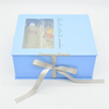 Luxury paper box bule organic skin care set cardboard packaging box with clear window
