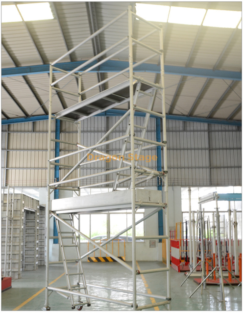 High Quality Aluminum Mobile Stair single Scaffolding with Wheels
