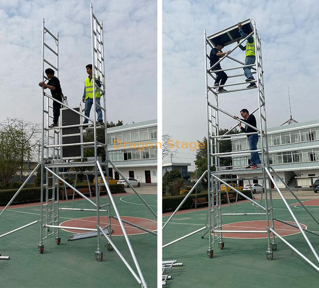 China Aluminum Mobile single Scaffold Tower Ladder Scaffolding for Sale