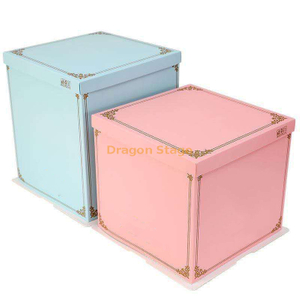 Wholesale Blue Cardboard Cake Boxes Window Paper Box Custom Tall Clear Cake Box