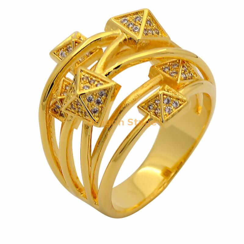 Adjustable Gold Finger Ring White Stone Design Shop Online FR1397