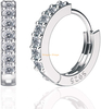 Fashion Gold Plated 925 Sterling Silver Cubic Zirconia Tiny Hoop Huggie Earrings