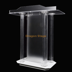 Simplicity Design Portable Event Lectern Plexiglass Clear Church Pulpit Acrylic Debate Podium for School with Cup Holder Tab