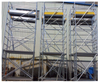 Aluminum mobile scaffolding tower with walk boards