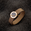 Hot Selling Personalised Black Roman Numerals 316L Stainless Steel Rose Gold Disc Mesh Band Ring For Women