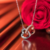 women gift jewelry crystal custom rose gold plated double rhinestone heart pendent necklace