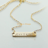 Personalized Silver Pendant Wholesale Jewelry 18k Gold Plated Custom Engraved Stainless Steel Bar Necklace