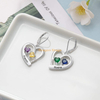 girl jewelry personalized cz birthstone engraved name stud earrings stainless steel custom pearl heart shape dangle earrings